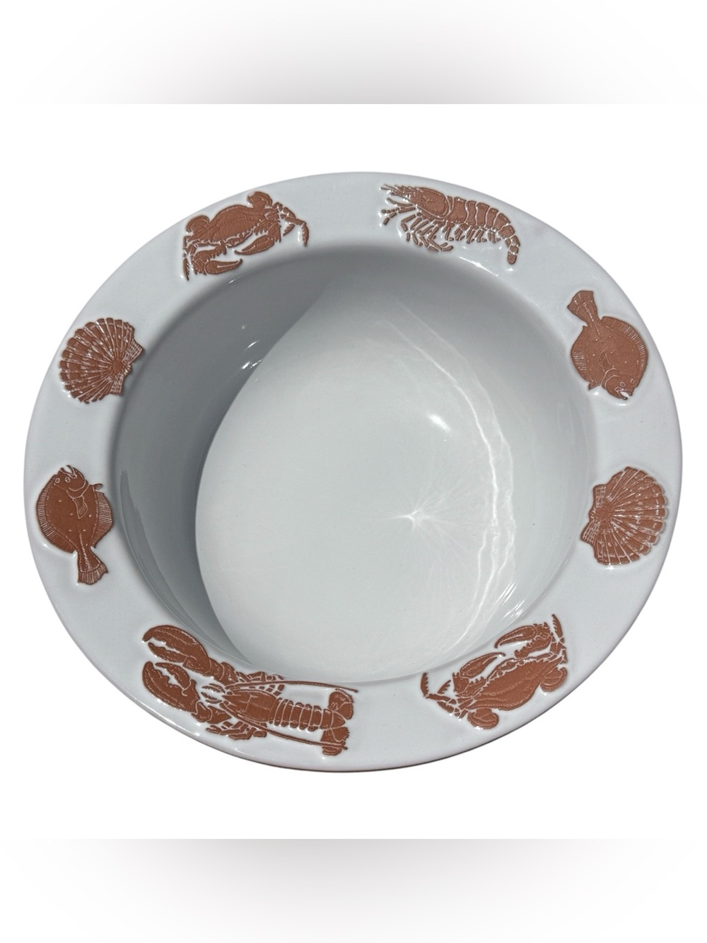 Vintage Frankoma Seafood Large Serving Bowl Coastal Tableware Beach House Dining